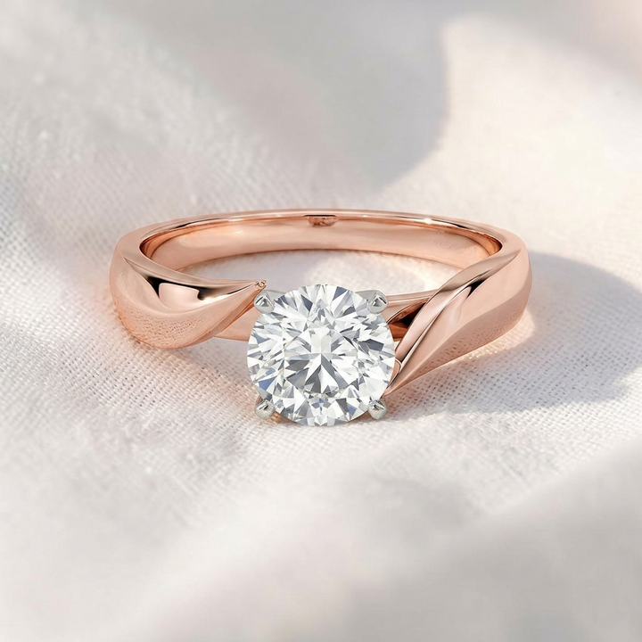 Round Cut Lab Grown Diamond Bypass Solitaire Engagement Ring