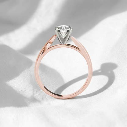 Round Cut Lab Grown Diamond Bypass Solitaire Engagement Ring