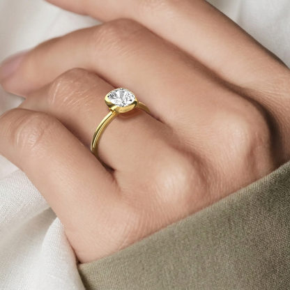 Cushion Cut Bezel Set Lab Diamond Engagement Ring