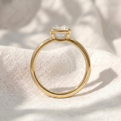Cushion Cut Bezel Set Lab Diamond Engagement Ring