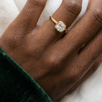 Cushion Cut Bezel Set Lab Diamond Engagement Ring