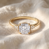 Cushion Cut Cluster Side Stone Lab Diamond Engagement Ring