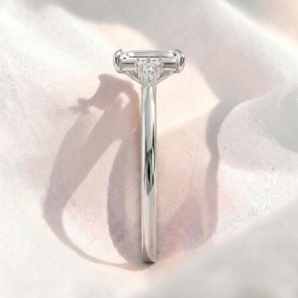 cushion cut cluster side stone lab diamond engagement ring