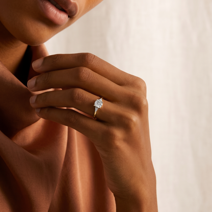 Cushion Cut Cluster Side Stone Lab Diamond Engagement Ring