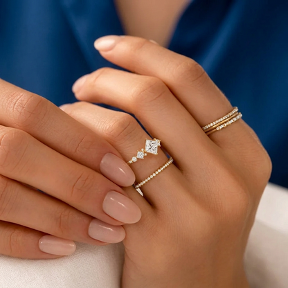 Princess Cut Lab Grown Diamond Multi Stone Engagement Ring