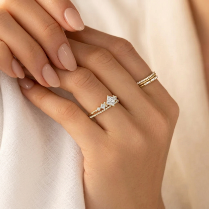 Princess Cut Lab Grown Diamond Multi Stone Engagement Ring