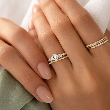 Princess Cut Lab Grown Diamond Multi Stone Engagement Ring