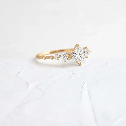 Princess Cut Lab Grown Diamond Multi Stone Engagement Ring