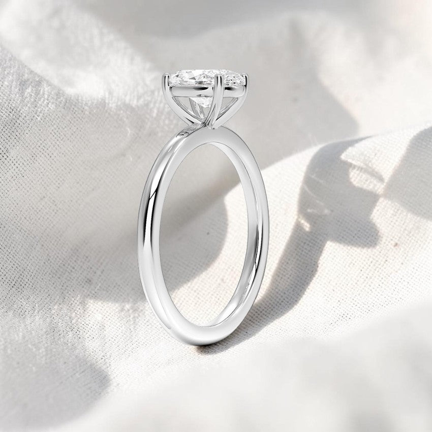 14K Gold 1 Carat Oval Cut Lab Grown Diamond Solitaire Engagement Ring