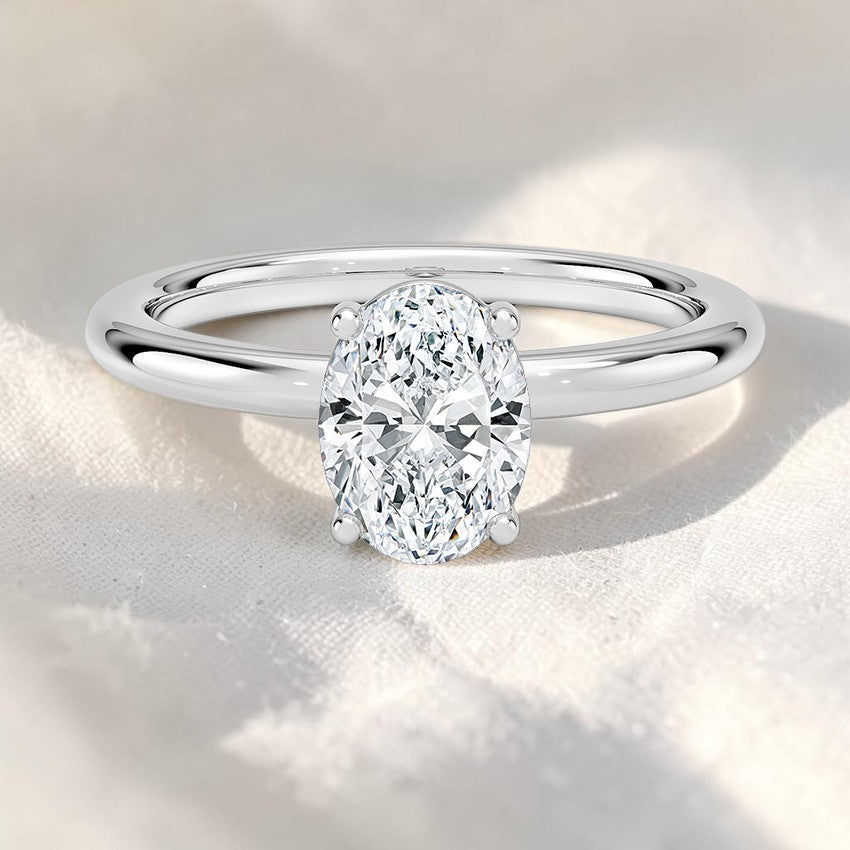 14K Gold 1 Carat Oval Cut Lab Grown Diamond Solitaire Engagement Ring