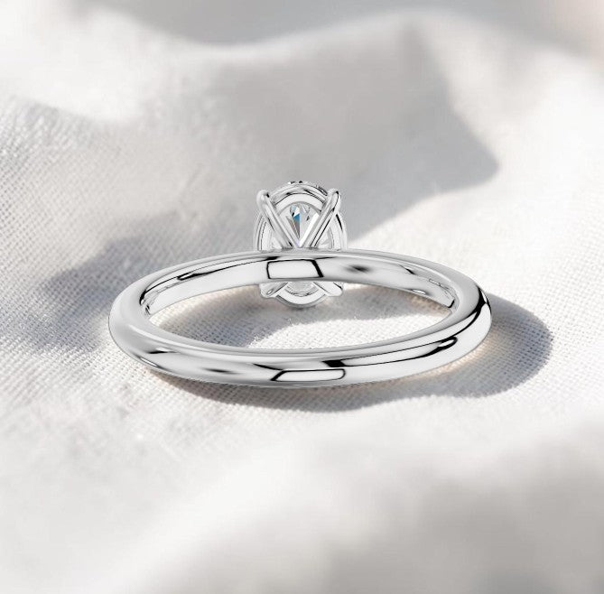 14K Gold 1 Carat Oval Cut Lab Grown Diamond Solitaire Engagement Ring