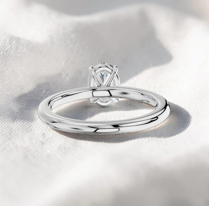14K Gold 1 Carat Oval Cut Lab Grown Diamond Solitaire Engagement Ring