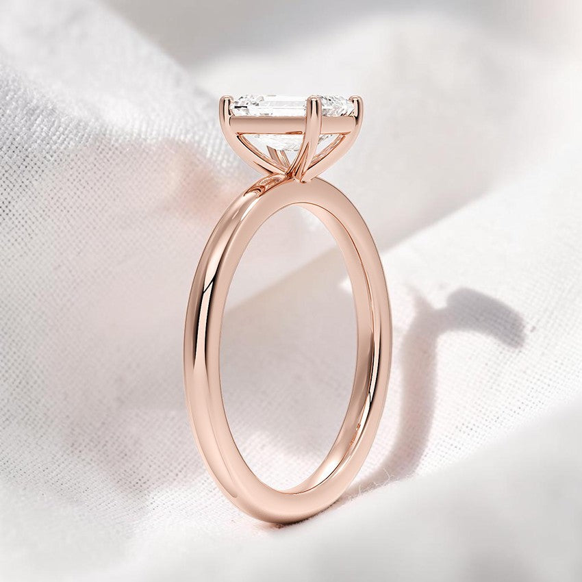 14K Gold 1 Carat Emerald Cut Lab Grown Diamond Solitaire Engagement Ring