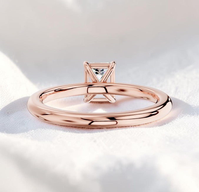 14K Gold 1 Carat Emerald Cut Lab Grown Diamond Solitaire Engagement Ring