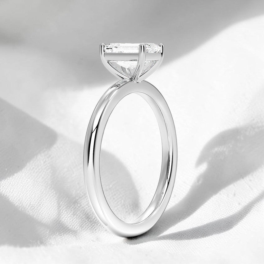 14K Gold 1 Carat Emerald Cut Lab Grown Diamond Solitaire Engagement Ring