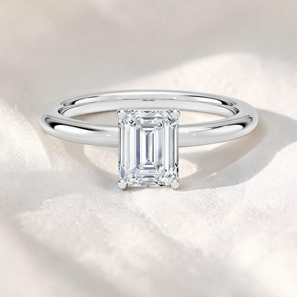 14K Gold 1 Carat Emerald Cut Lab Grown Diamond Solitaire Engagement Ring
