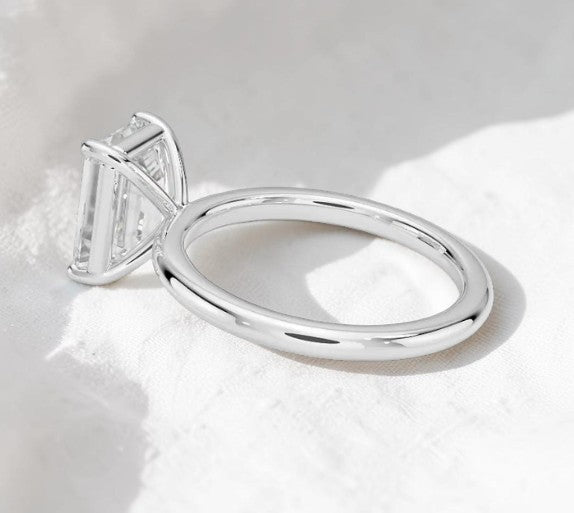 14K Gold 1 Carat Emerald Cut Lab Grown Diamond Solitaire Engagement Ring