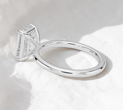 14K Gold 1 Carat Emerald Cut Lab Grown Diamond Solitaire Engagement Ring