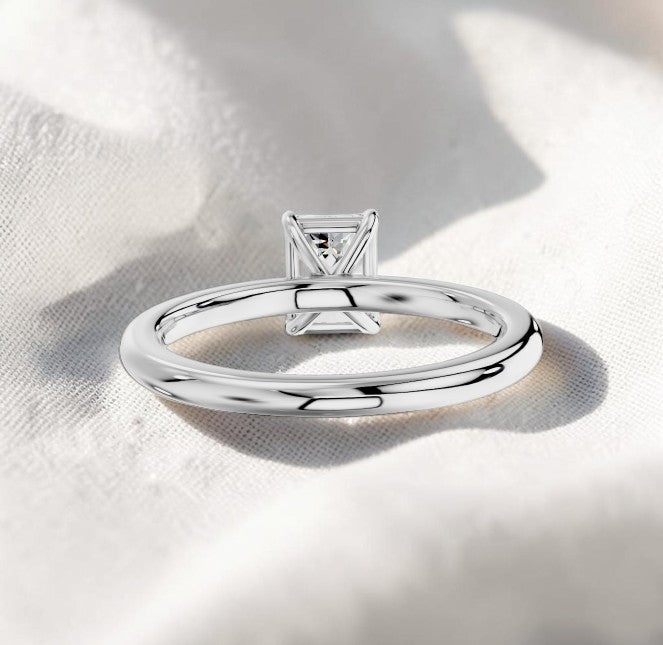 14K Gold 1 Carat Emerald Cut Lab Grown Diamond Solitaire Engagement Ring