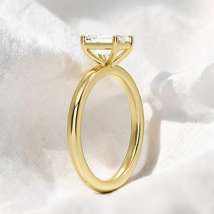 14K Gold 1 Carat Emerald Cut Lab Grown Diamond Solitaire Engagement Ring