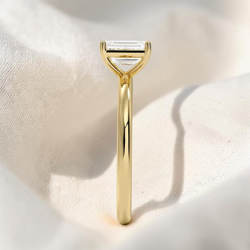14K Gold 1 Carat Emerald Cut Lab Grown Diamond Solitaire Engagement Ring