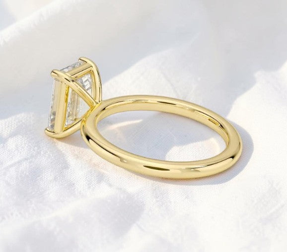 14K Gold 1 Carat Emerald Cut Lab Grown Diamond Solitaire Engagement Ring