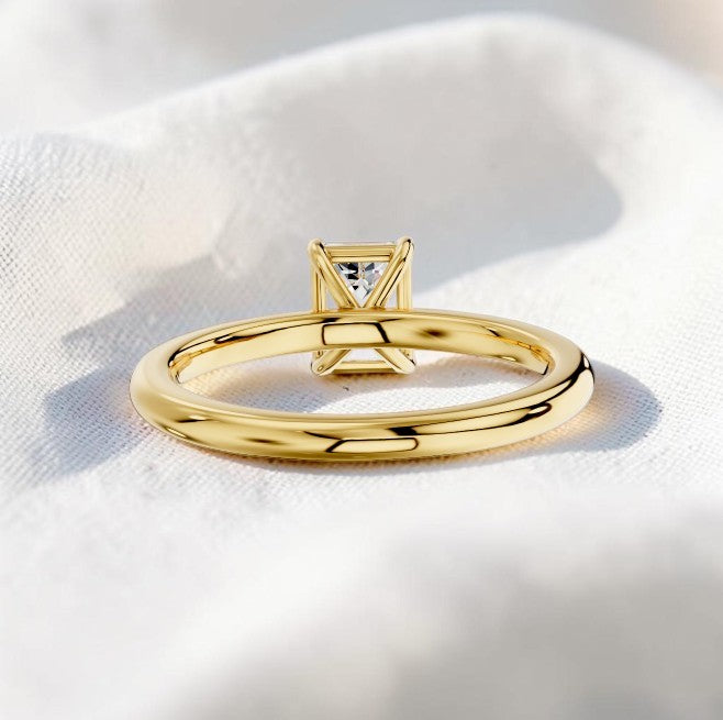14K Gold 1 Carat Emerald Cut Lab Grown Diamond Solitaire Engagement Ring
