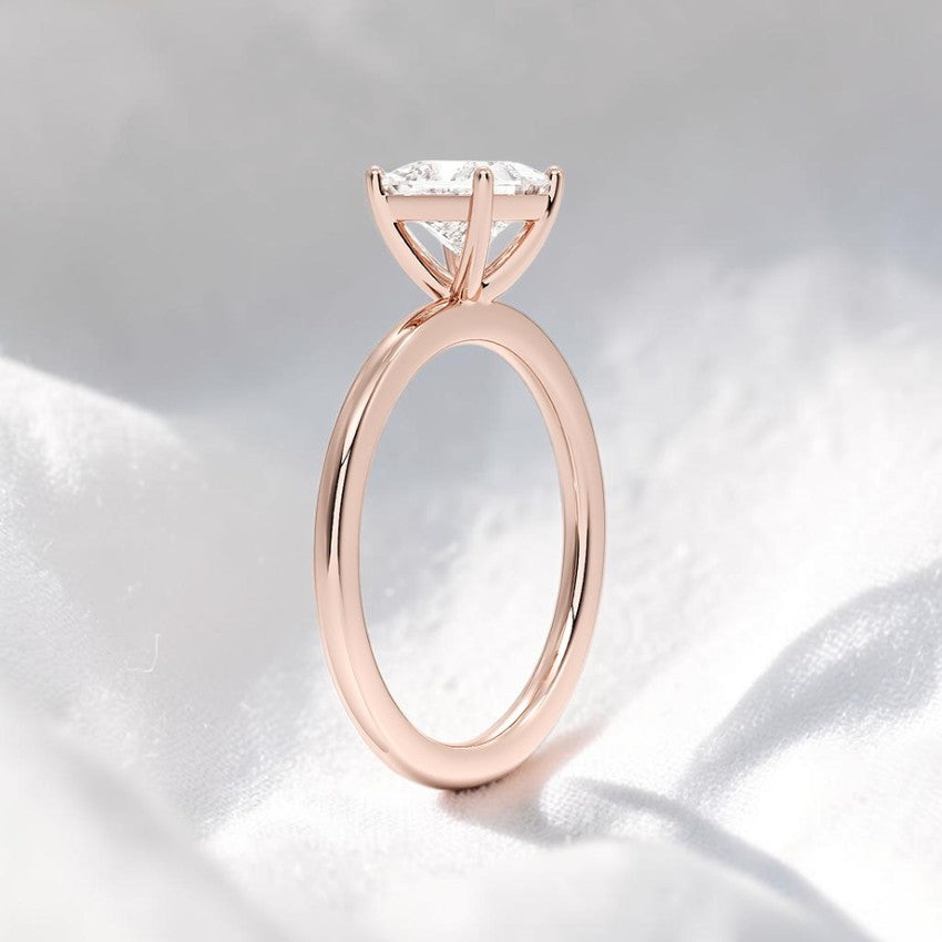 14K Gold 1 Carat Princess Cut Lab Grown Diamond Solitaire Engagement Ring