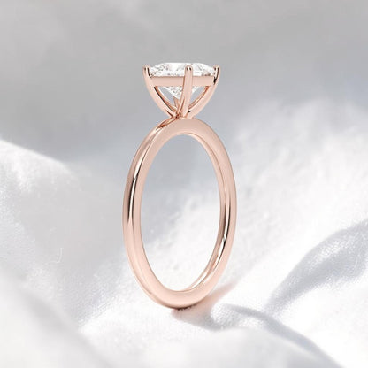 14K Gold 1 Carat Princess Cut Lab Grown Diamond Solitaire Engagement Ring