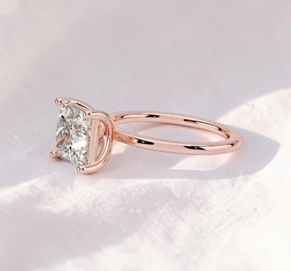 14K Gold 1 Carat Princess Cut Lab Grown Diamond Solitaire Engagement Ring
