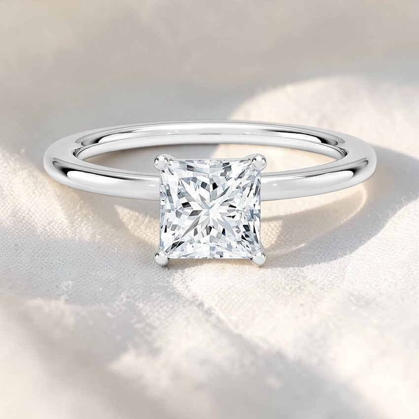 14K Gold 1 Carat Princess Cut Lab Grown Diamond Solitaire Engagement Ring
