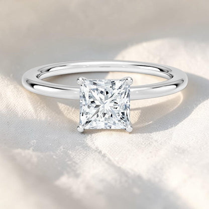 14K Gold 1 Carat Princess Cut Lab Grown Diamond Solitaire Engagement Ring