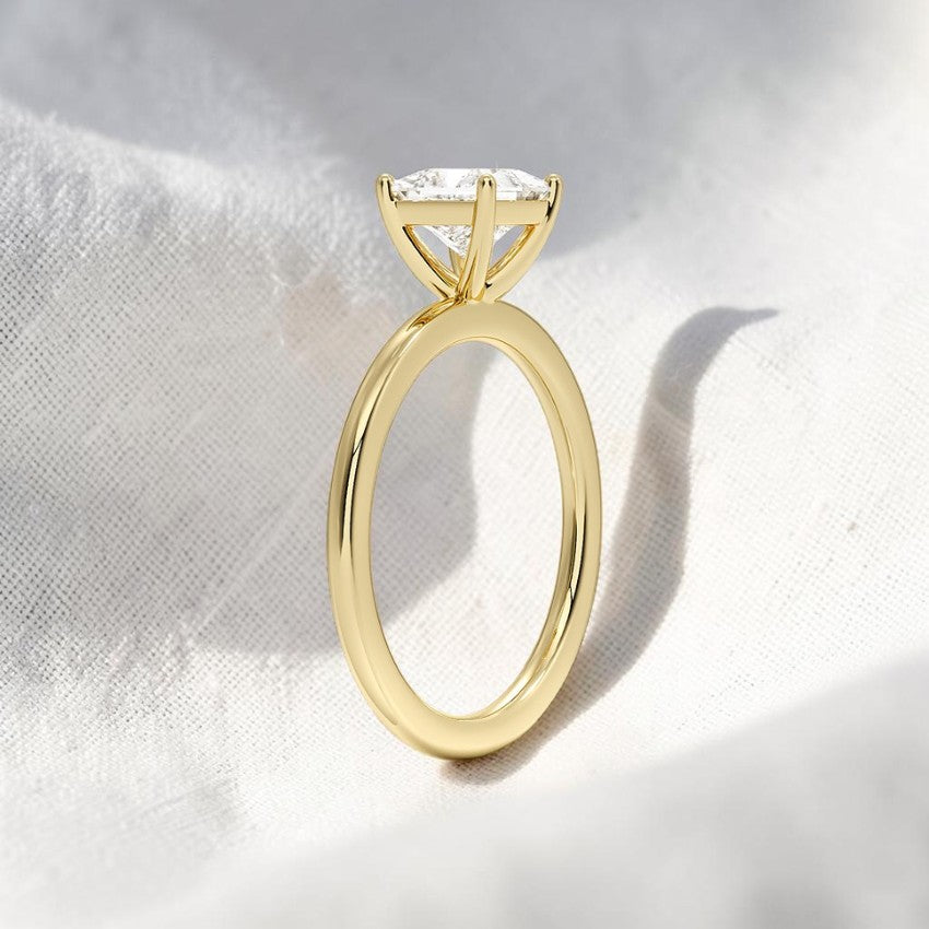 14K Gold 1 Carat Princess Cut Lab Grown Diamond Solitaire Engagement Ring