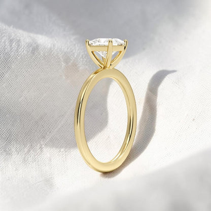 14K Gold 1 Carat Princess Cut Lab Grown Diamond Solitaire Engagement Ring