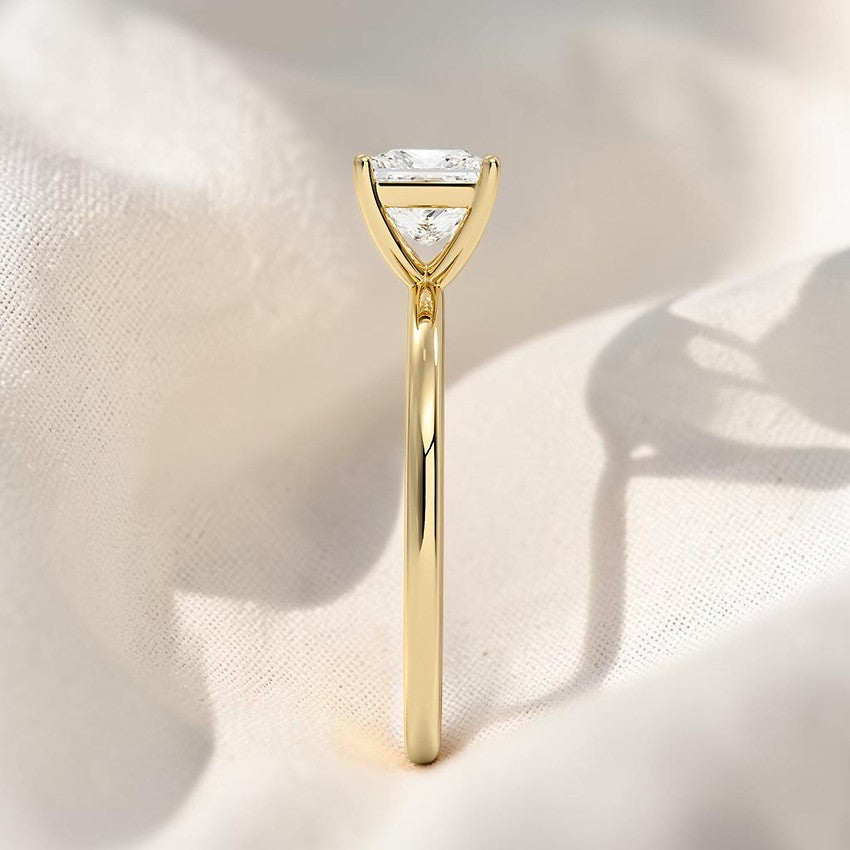 14K Gold 1 Carat Princess Cut Lab Grown Diamond Solitaire Engagement Ring