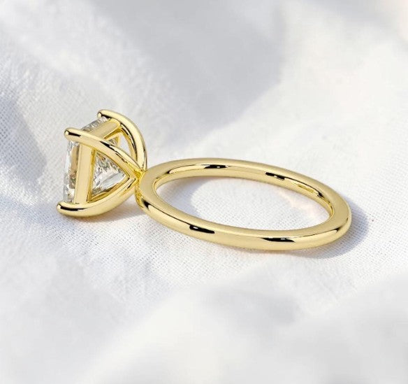 14K Gold 1 Carat Princess Cut Lab Grown Diamond Solitaire Engagement Ring