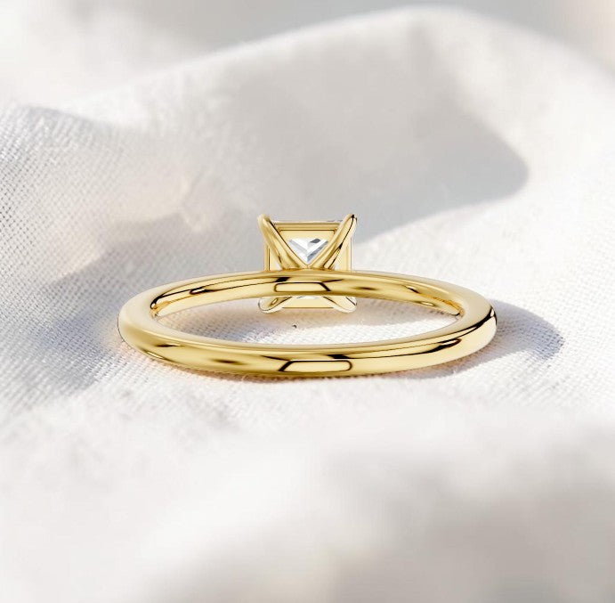 14K Gold 1 Carat Princess Cut Lab Grown Diamond Solitaire Engagement Ring