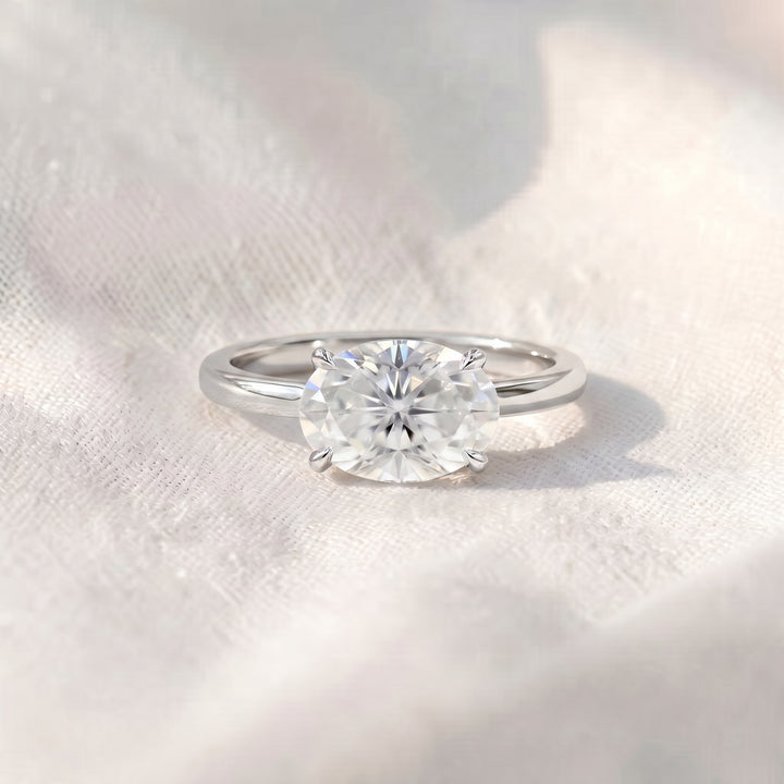 East-West Oval Lab Diamond Solitaire Engagement Ring