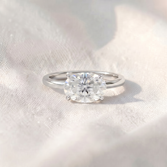 East-West Oval Lab Diamond Solitaire Engagement Ring