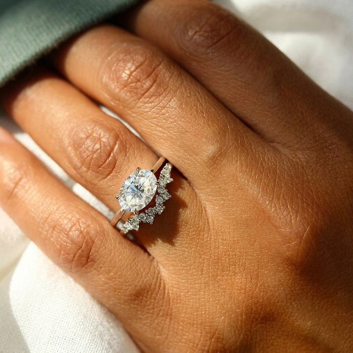 East-West Oval Lab Diamond Solitaire Engagement Ring