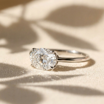 East-West Oval Lab Diamond Solitaire Engagement Ring