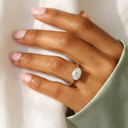 East-West Oval Lab Diamond Solitaire Engagement Ring