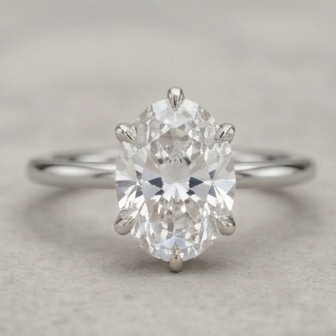 Oval Lab Grown Diamond Lotus Basket Solitaire Engagement Ring