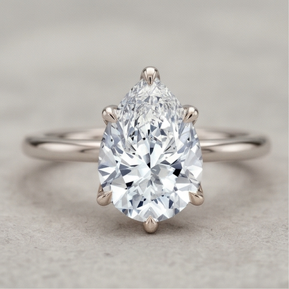 Pear Lab Grown Diamond Solitaire Ring – Six Prong Gold Engagement Ring