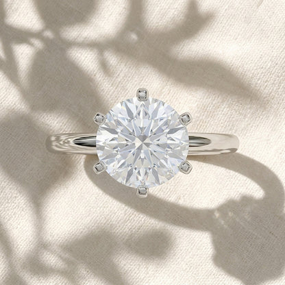 Two Tone Round Cut Lab Grown Diamond Solitaire Cathedral Engagement Ring