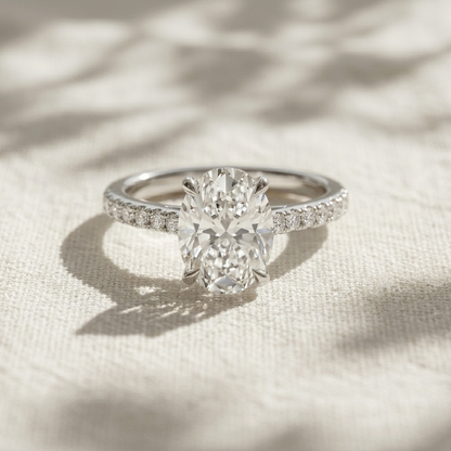 Two Tone Oval Cut Lab Grown Diamond Pave Engagement Ring