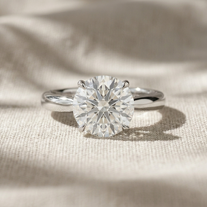Round Cut Lab Grown Diamond Twisted Hidden Halo Engagement Ring