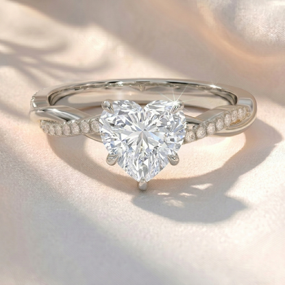 Heart Lab Grown Diamond Twisted Pavé Engagement Ring