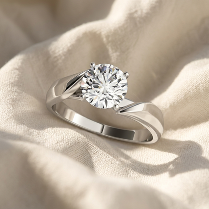 Round Cut Lab Grown Diamond Bypass Solitaire Engagement Ring