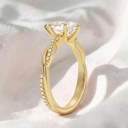 Pear Lab Grown Diamond Twisted Pavé Engagement Ring
